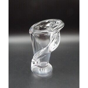 Vannes Cristal Crystal Calla Lily Vase Flower 7 Inch Clear Art Glass Signed